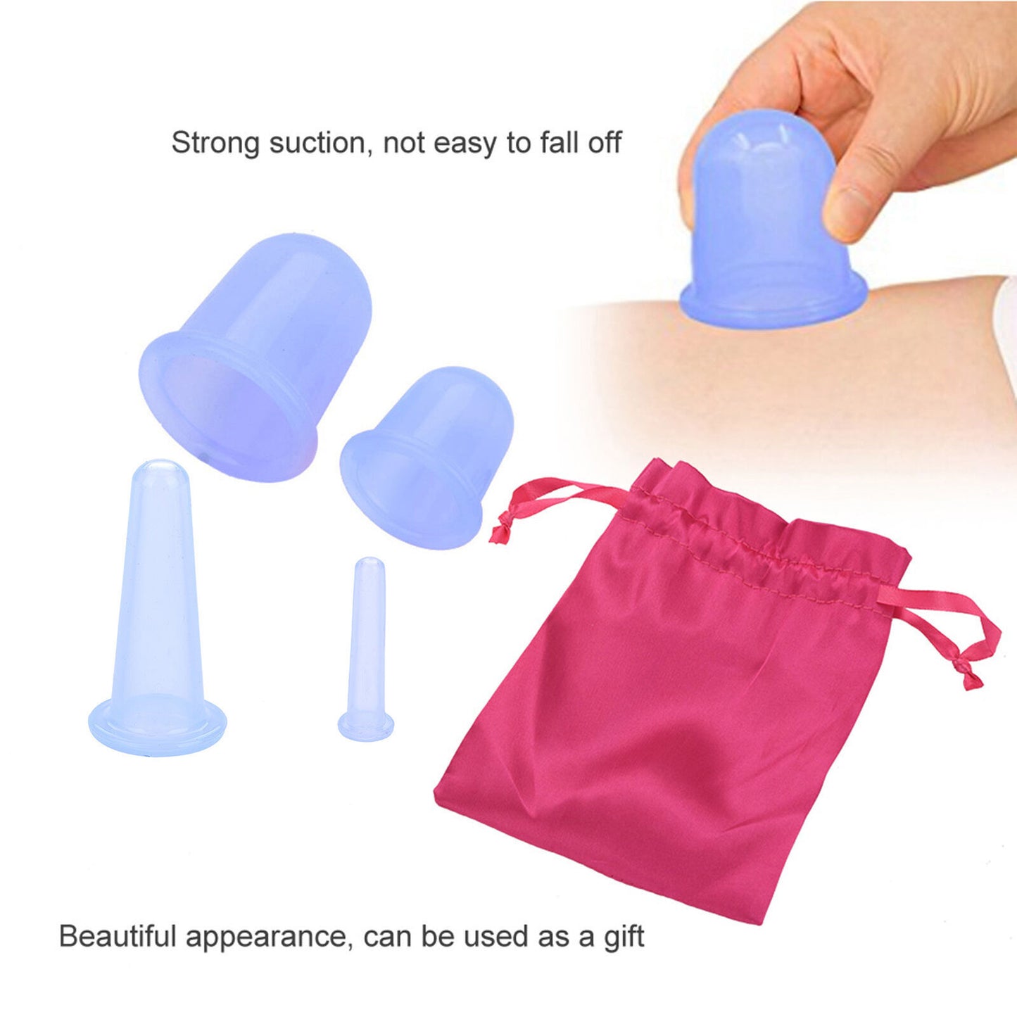 new 4pcs/set Silicone Vacuum Body Massage Helper Anti Cellulite Massager Cups Cu EUJ koeek - KOEEK