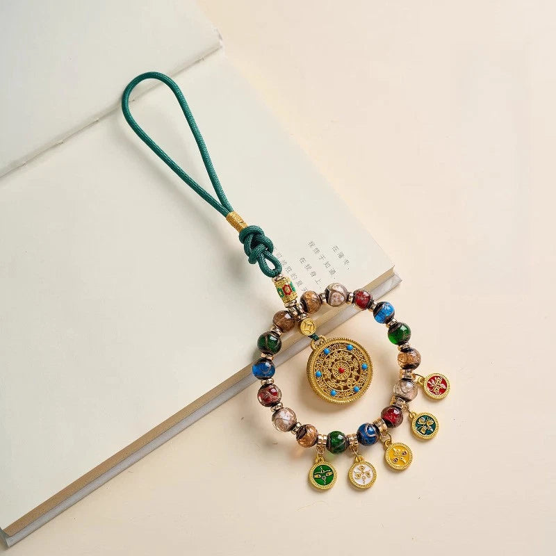1Pc Tibetan style Colored Glaze Thangka Car Hanging Accessories Pendant 07FC0E-D4 - KOEEK
