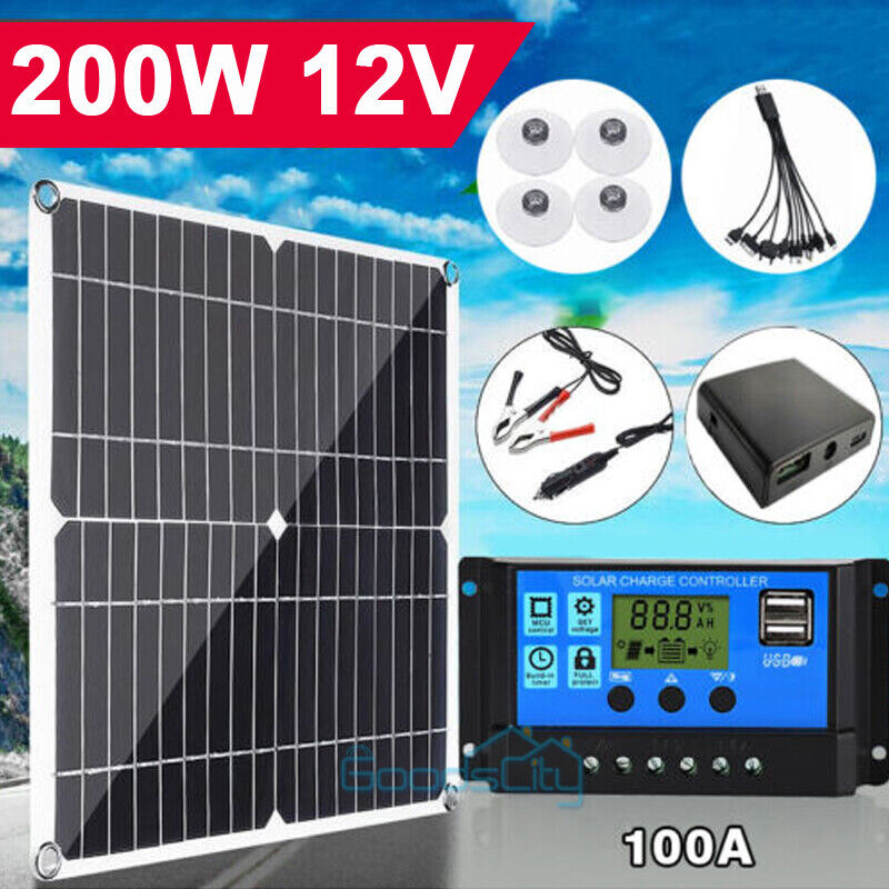 ny 800W Watt Mono Solcellepanel 12V Lading Off-Grid Batteristrøm RV Home Boat Camp