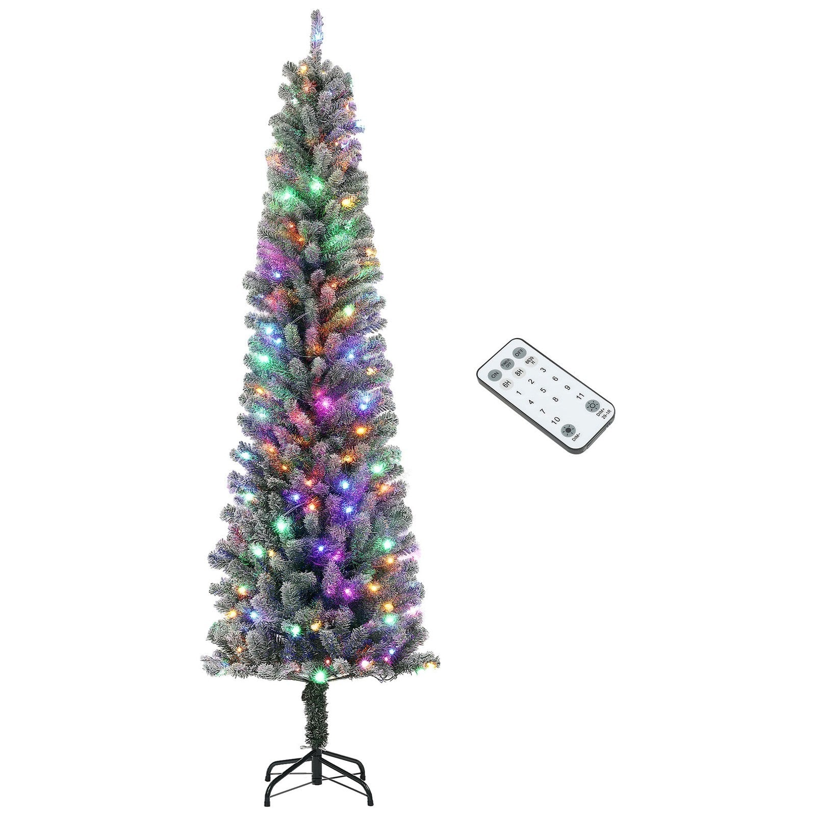 HOMCOM 7.5 ft Pencil Christmas Tree, Pre-Lit Xmas Tree w/ Dual Color Lights HOMCOM - KOEEK