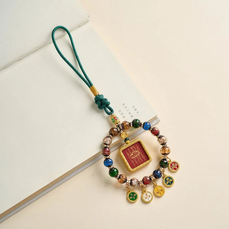 1Pc Tibetan style Colored Glaze Thangka Car Hanging Accessories Pendant 07FC0E-D4 - KOEEK