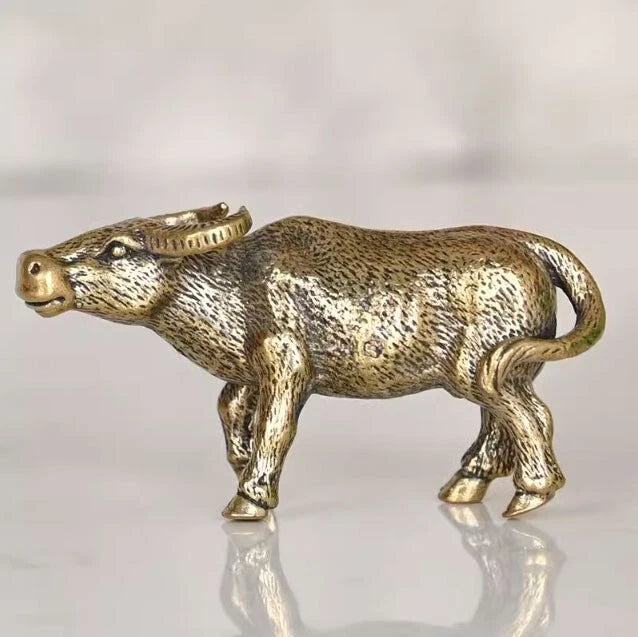 EDC Brass Buffalo Figurine Desktop Decoration Small Statue Animal Figurines Toys EDC - KOEEK