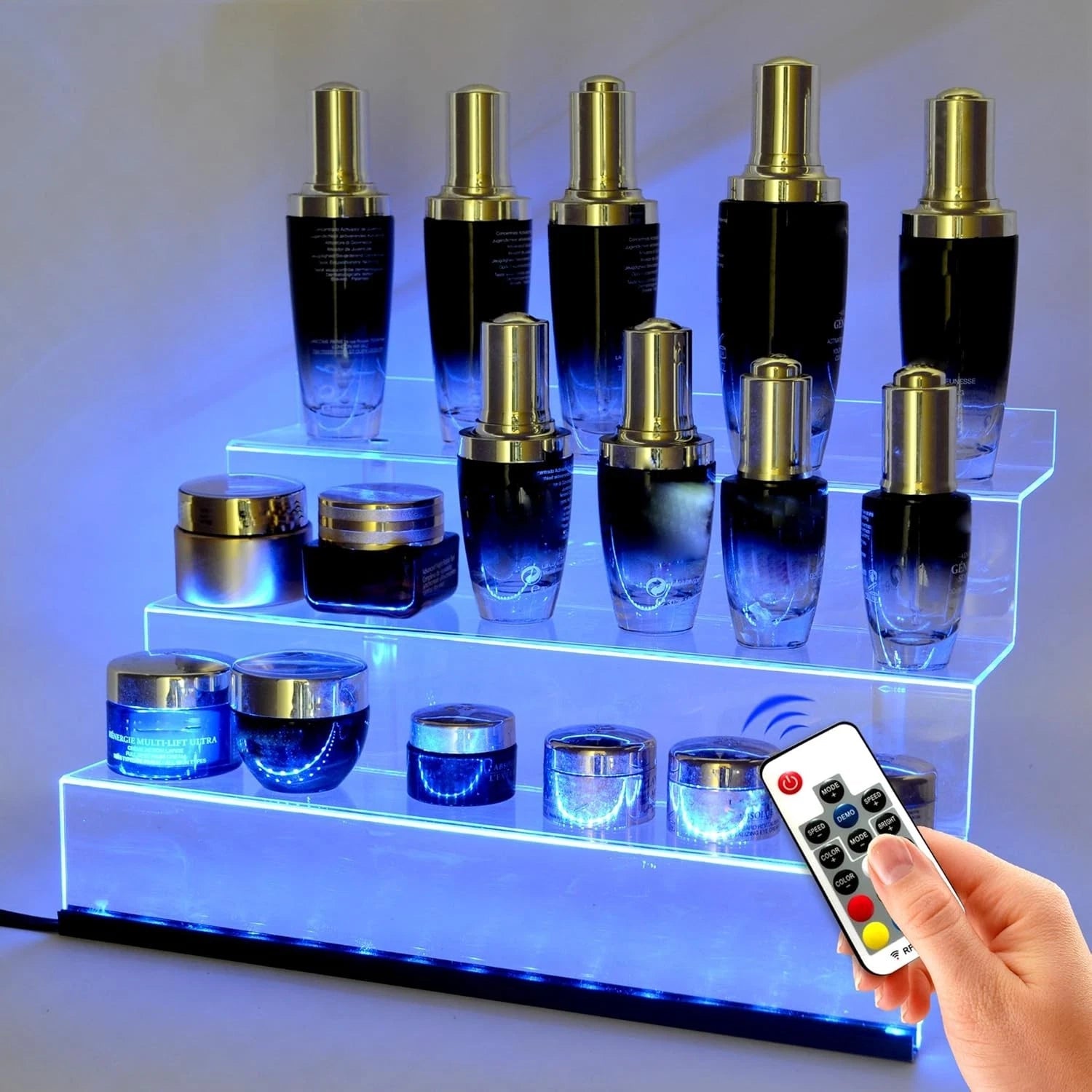 12-inch transparent acrylic display rack with LED lights, three tiers 07FC0E-D4 - KOEEK