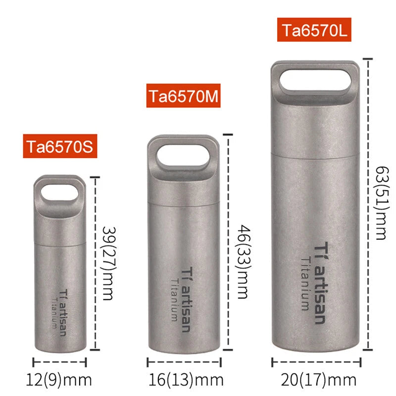 Titanium Pill Case Portable Keychain Waterproof Pill Holder Container Organizer 07FC0E-D4 - KOEEK