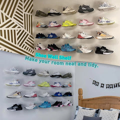 Floating Shoe Display Shelves for Wall Mount Set of 6 - Clear Acrylic Floating 07FC0E-D4 - KOEEK