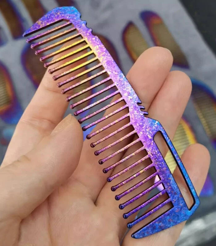 Titanium Antistatic Comb Unique Pocket Comb Hair Beard Comb for Gift EDC 07FC0E-D4 - KOEEK