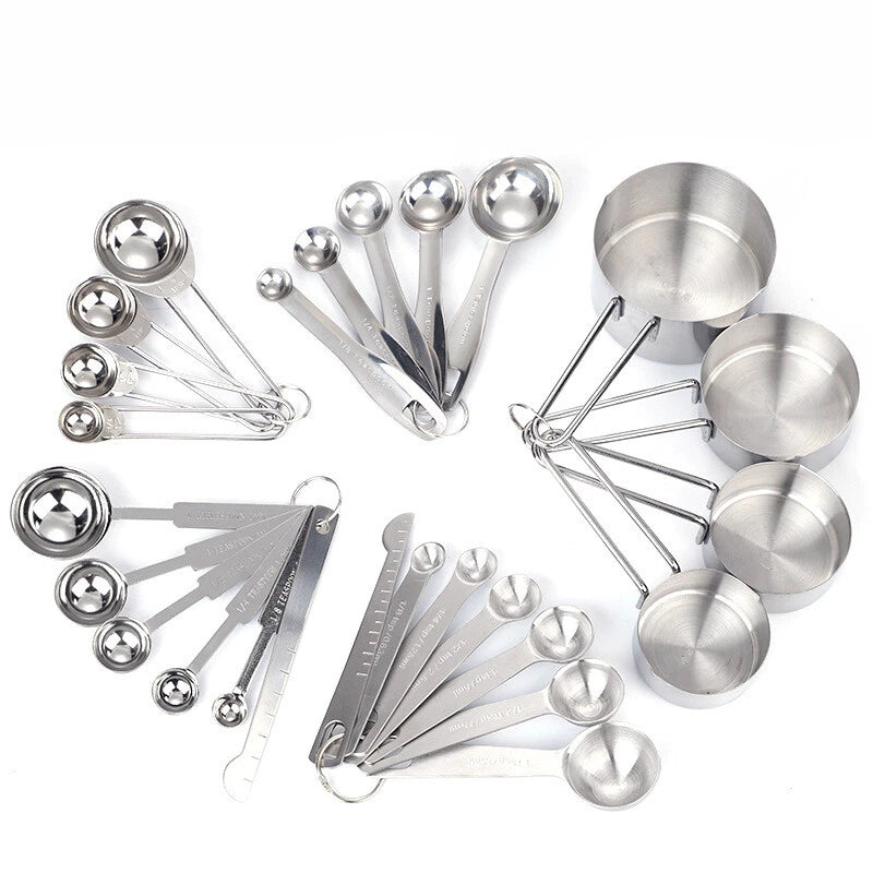 Durable Stainless Steel Measurement Cup and Spoon Set for Accurate Baking 07FC0E-D4 - KOEEK