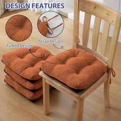 Set of 4 dining chair cushions with tie-down straps and non-slip back cushions 07FC0E-D4 - KOEEK