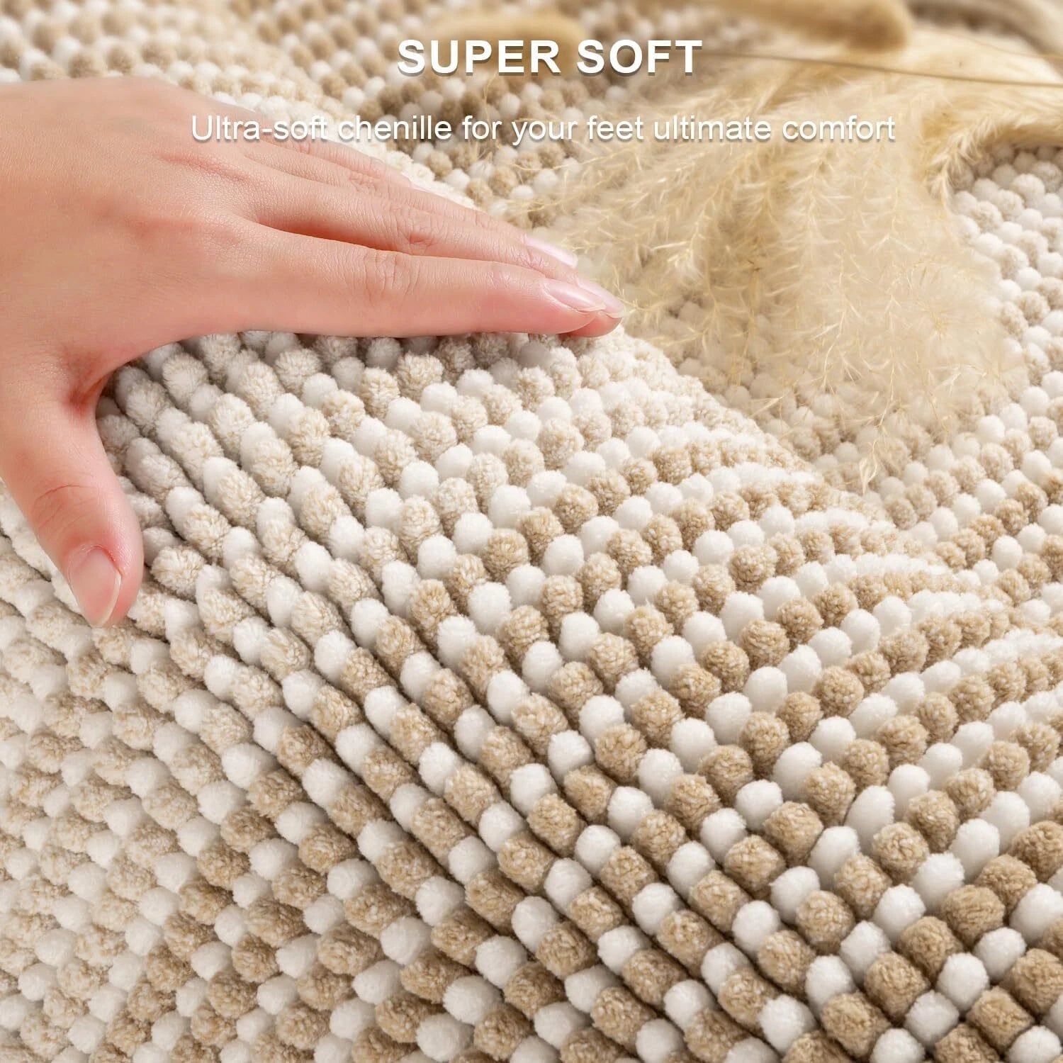 Rugs and Mats Sets, 2 Piece Thick Absorbent Chenille, Non Slip, Soft Shaggy 07FC0E-D4 - KOEEK