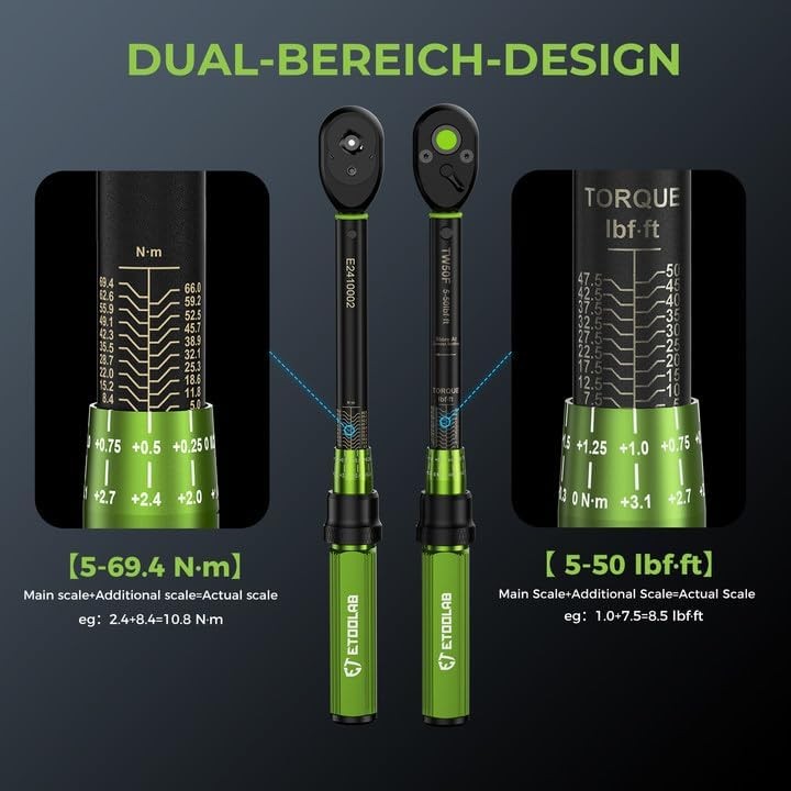 new 3/8-Inch Drive Click Torque Wrench - Inch (5-50ft.-lb.) Single, Green 07FC0E-D4 - KOEEK
