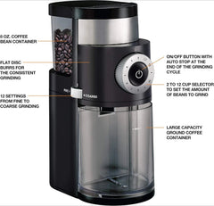 Precision Flat Burr Coffee Grinder, 12 Fineness of Grind Settings, Black 07FC0E-D4 - KOEEK