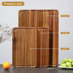 Wood Cutting Boards Set of 3 for Kitchen, Thick Chopping Board, Large Wooden 07FC0E-D4 - KOEEK