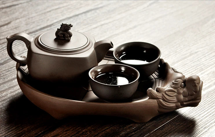 Creative Water Storage Tea Tray Turtle Statue Yixing Purple Clay Holder Plate 07FC0E-D4 - KOEEK