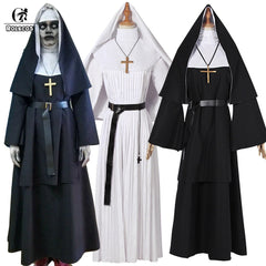 The Nun Valak Costume The Conjuring 2 Halloween Cosplay Fancy  Black White Dress 07FC0E-D4 - KOEEK