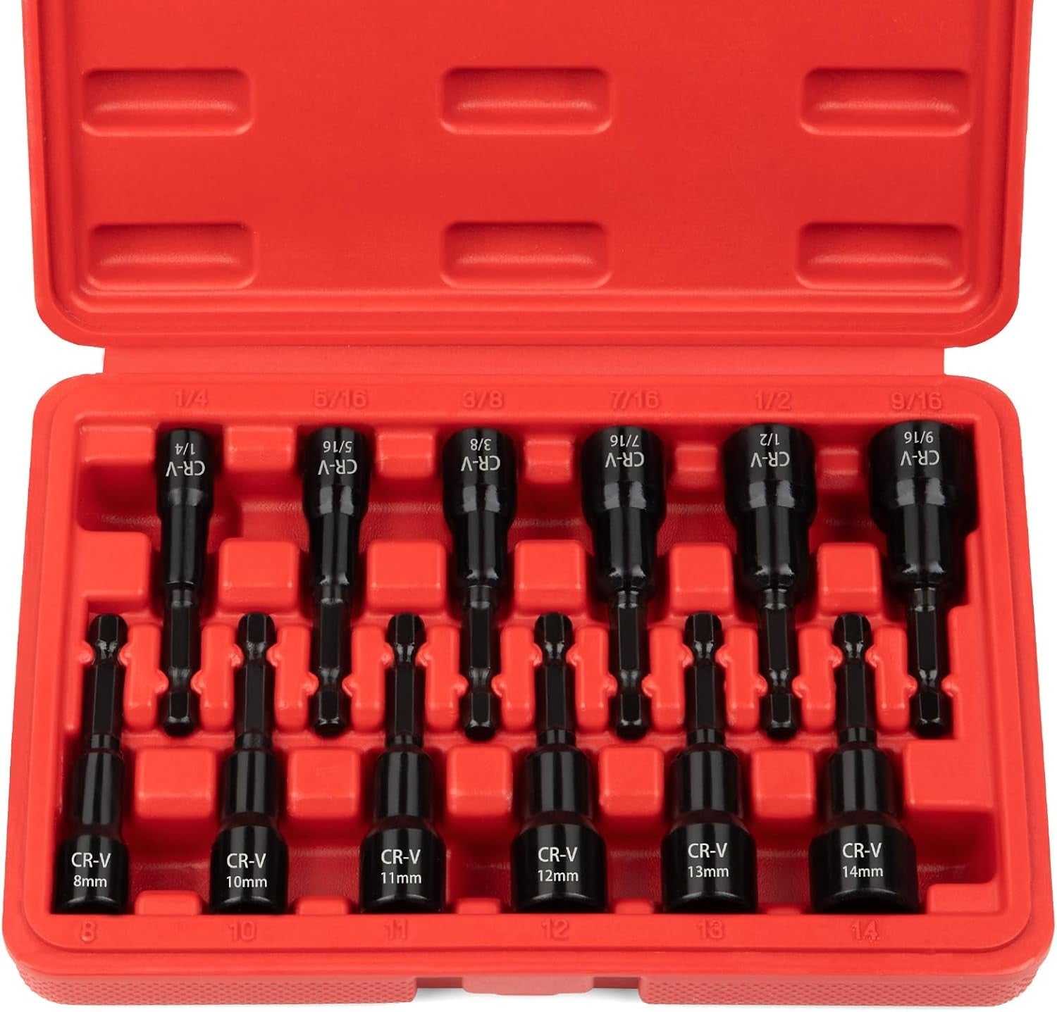 new 12-Piece Magnetic Nut Driver Set, Premium CR-V Steel Impact Set 07FC0E-D4 - KOEEK