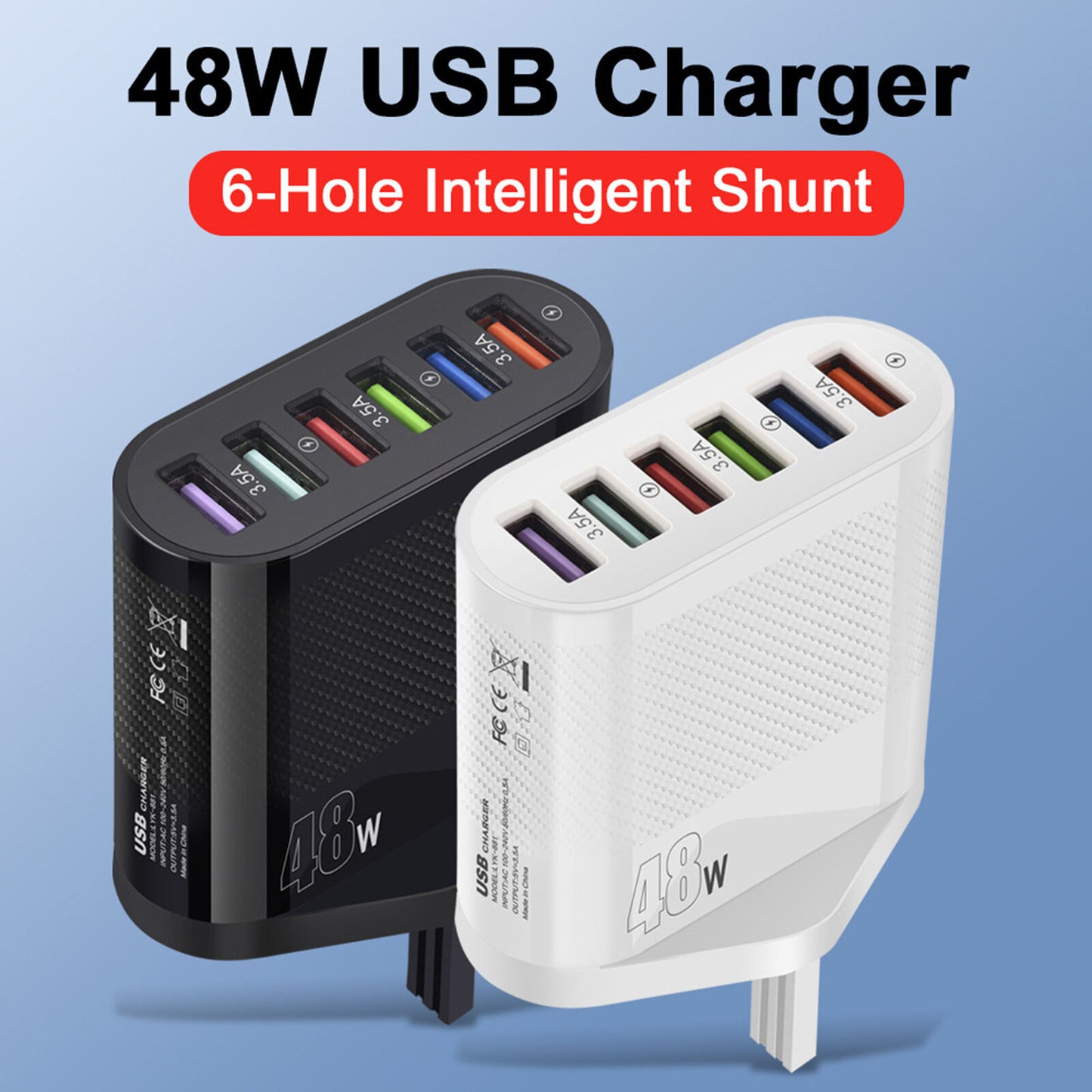 new 6 Hole 48W USB mobile phone charger Fast Charging Multiport Charger koeek - KOEEK