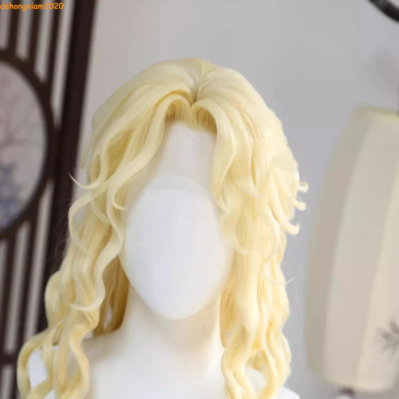 Women Identity Ⅴ Ada Mesmer  Skin Cosplay Wig Yellow Wig Curly Hair Handmade 07FC0E-D4 - KOEEK