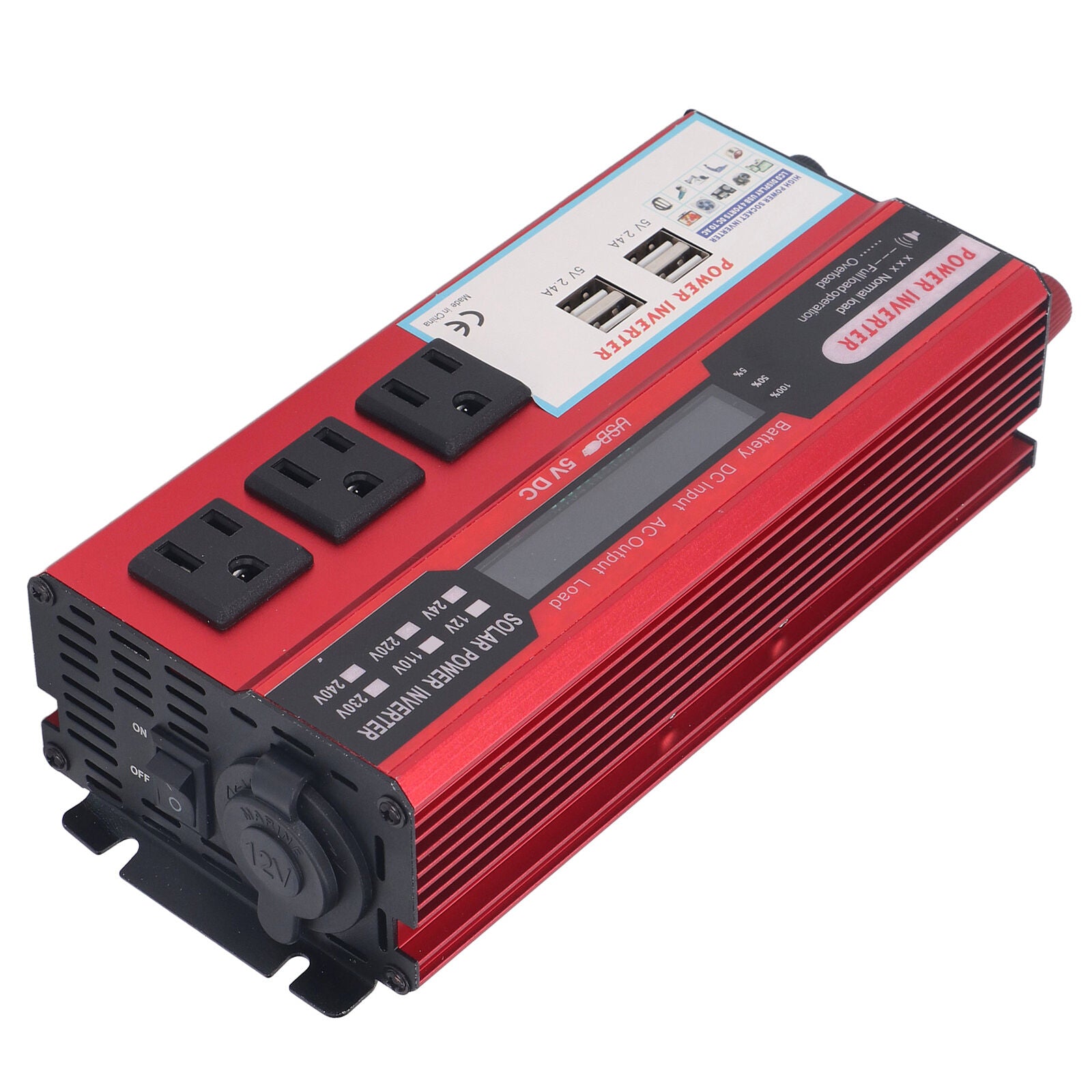 new 500W Car Sine  Inverter Kit With 3 AC110V US Sockets 4 USB Ports LCD Display koeek - KOEEK