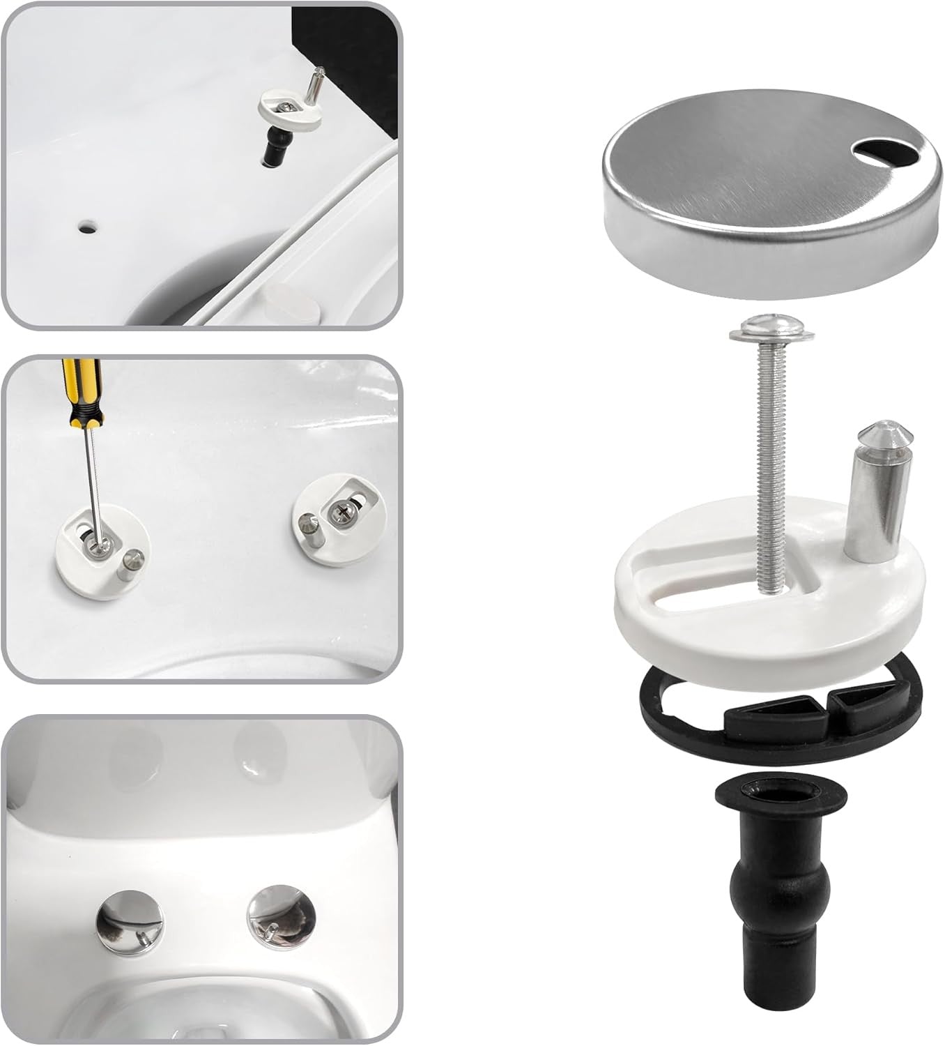 new Quacc 2 PCS Toilet Seat Hinge Fixings, Quick Release Top Silver QUACC - KOEEK