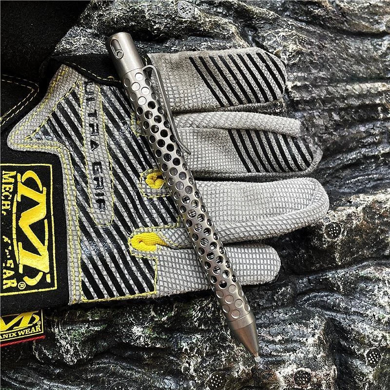 Titanium Alloy EDC Writing Pocket Pen Ballpoint Pen Hollow Signature Pen Gift 07FC0E-D4 - KOEEK