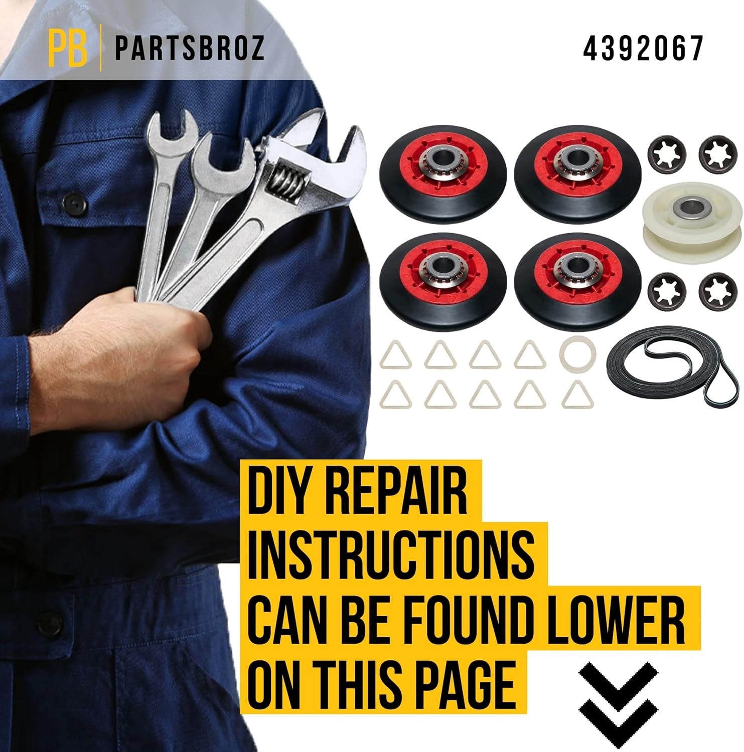 new PartsBroz 4392067 Dryer Repair Kit for Whirlpool As shown in the picture PARTSBROZ - KOEEK