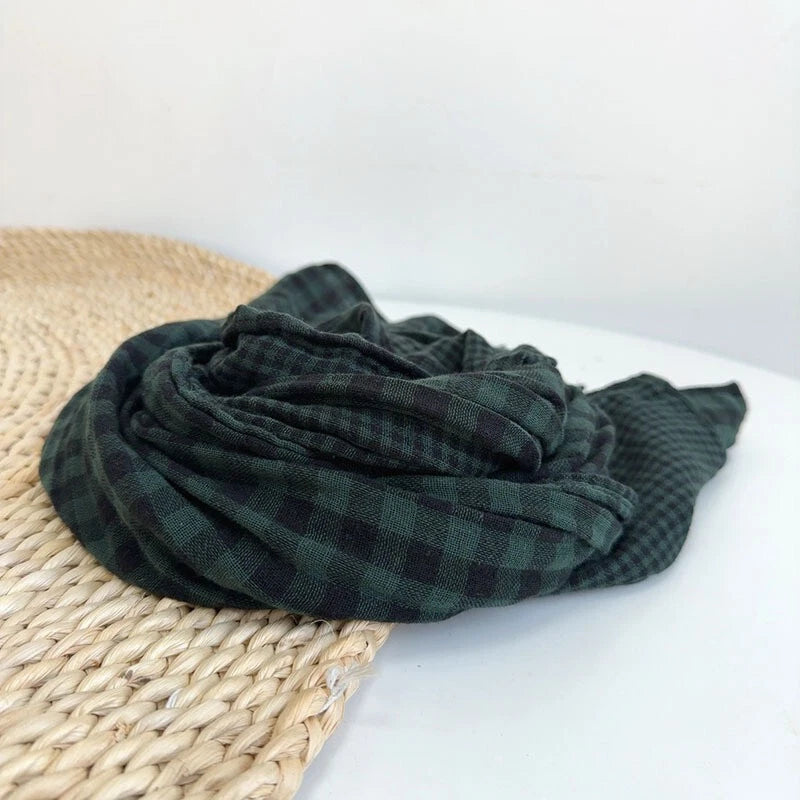Mens  Cotton Plaid Scarf Preppy Style Shawl Casual Breathable Soft Scarves 07FC0E-D4 - KOEEK