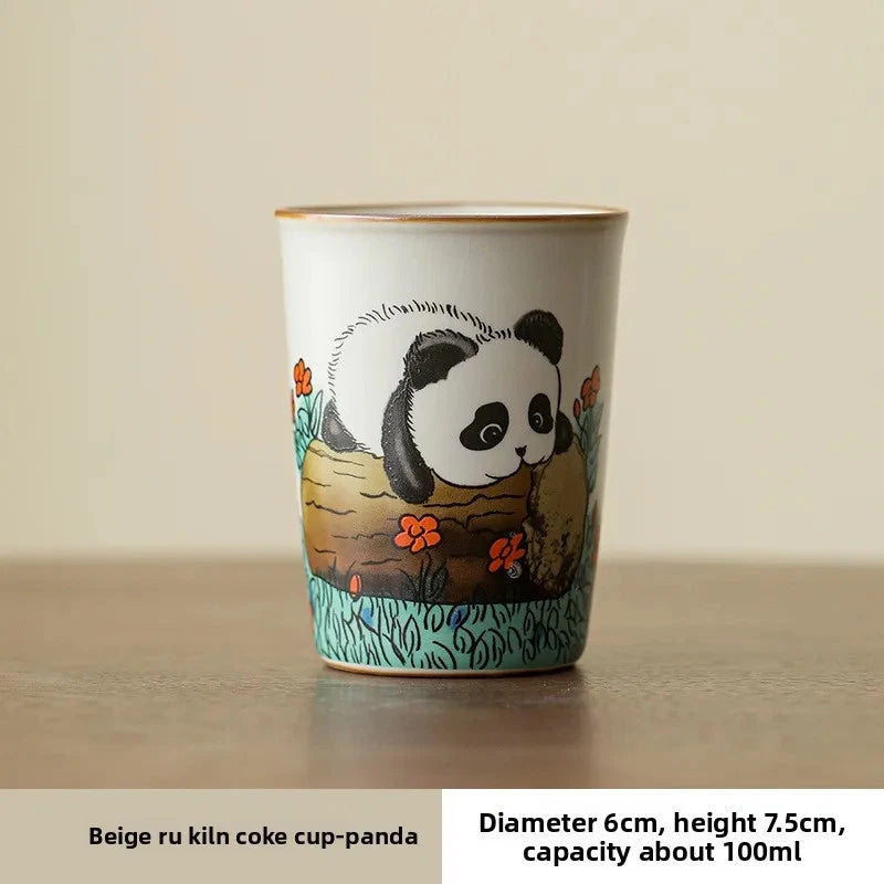 100ml Ceramic Ru Kiln Handpainted Cup Master Cup Tea Tasting Cup Kungfu Teaware 07FC0E-D4 - KOEEK