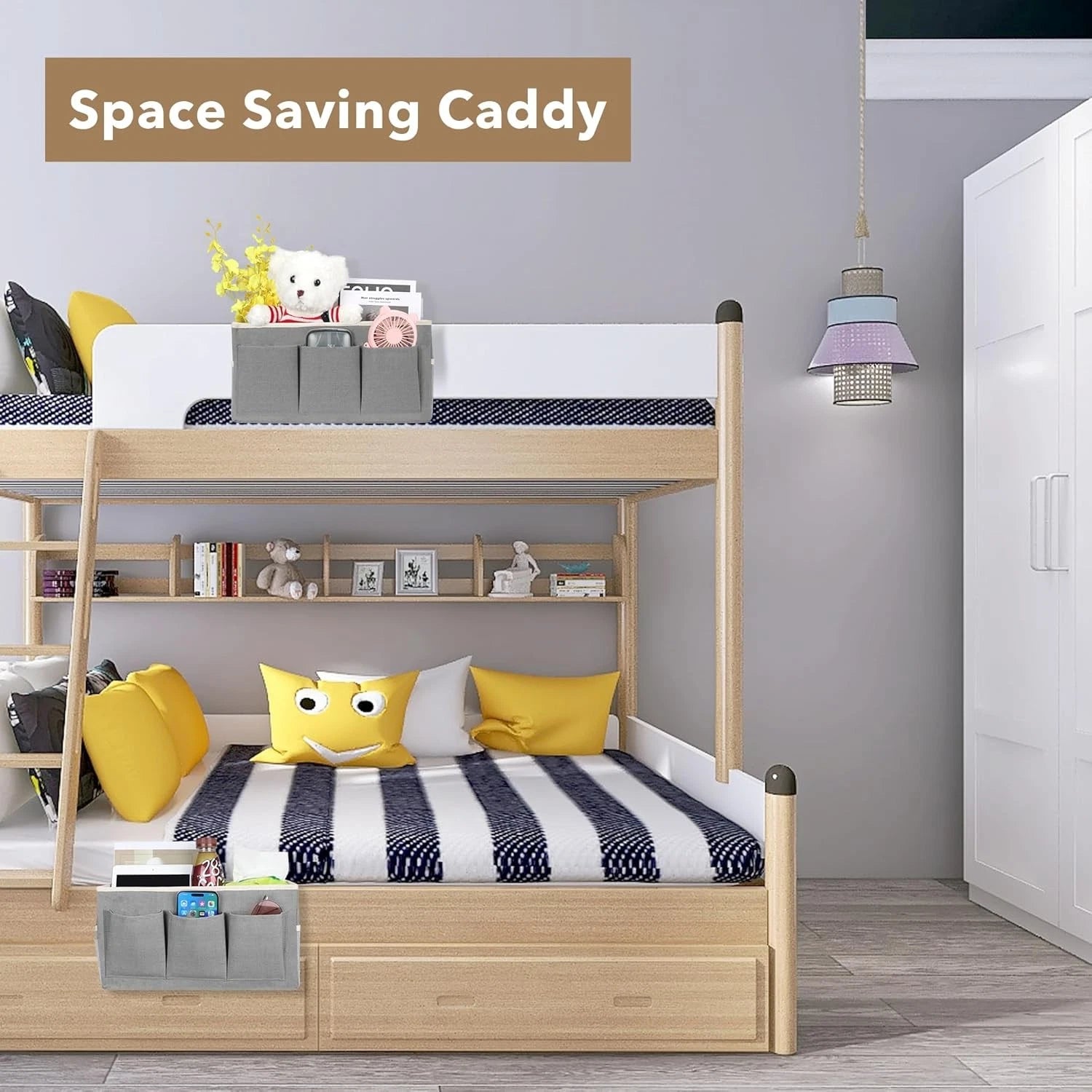 Bedside Caddy Storage Organizer - 2pcs Hanging Bag Holder with Pockets 07FC0E-D4 - KOEEK