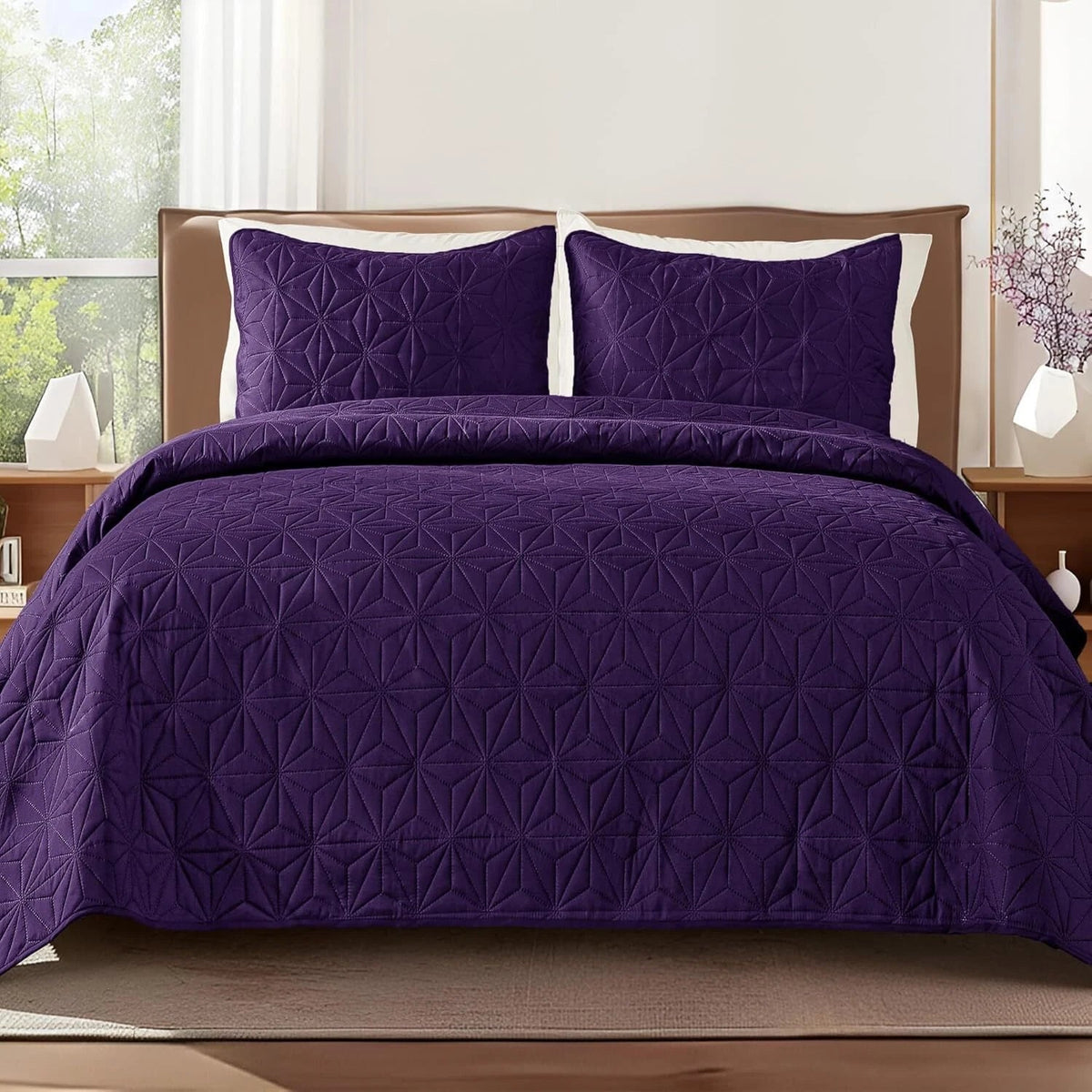 Queen Quilt Bedding Set,Soft Purple Bedspreads Quilts Queen Size for All Seasons 07FC0E-D4 - KOEEK