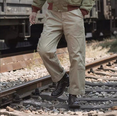 WW2 1942 Army Military Chinos Khaki Pants Men's straight-leg Overalls Size 36 07FC0E-D4 - KOEEK