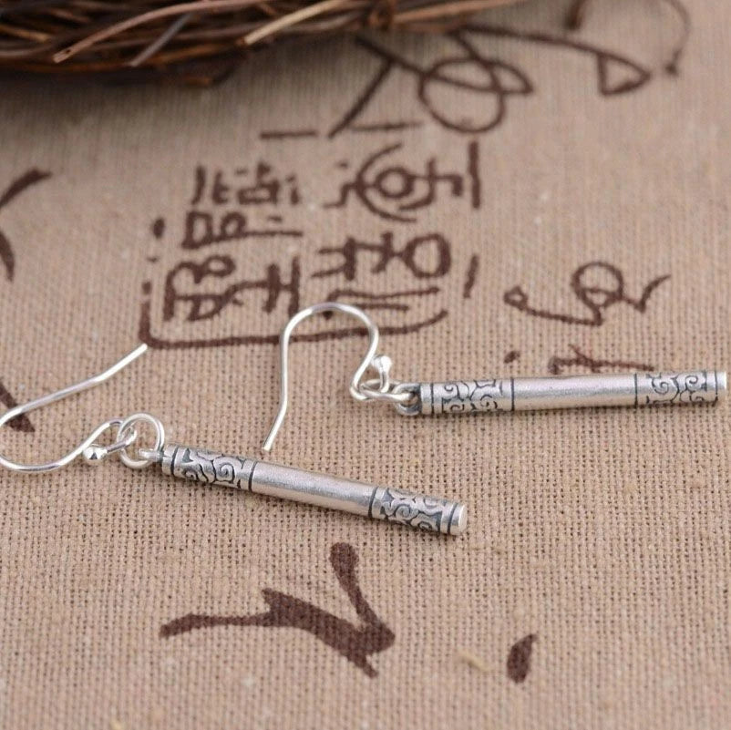 Ruyi Golden Staff Fashion Earrings Cloud Pattern Vintage Distressed Earrings 07FC0E-D4 - KOEEK