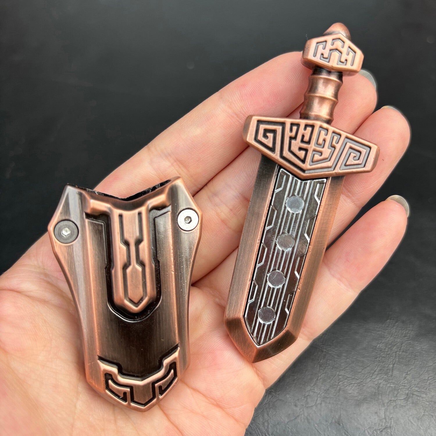 EDC Swords Mechanical Magnetic Push Slider Metal Toys Decompression Fidget Toys 07FC0E-D4 - KOEEK