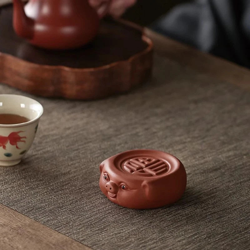 7.4cm Exquisitely Purple Sand Tea Ceremony Attracting Wealth Luck Decoration 07FC0E-D4 - KOEEK