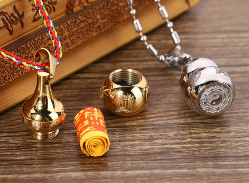 Titanium Steel Gourd Waterproof Medicine Box Pill Case Talisman Necklace Pendant 07FC0E-D4 - KOEEK