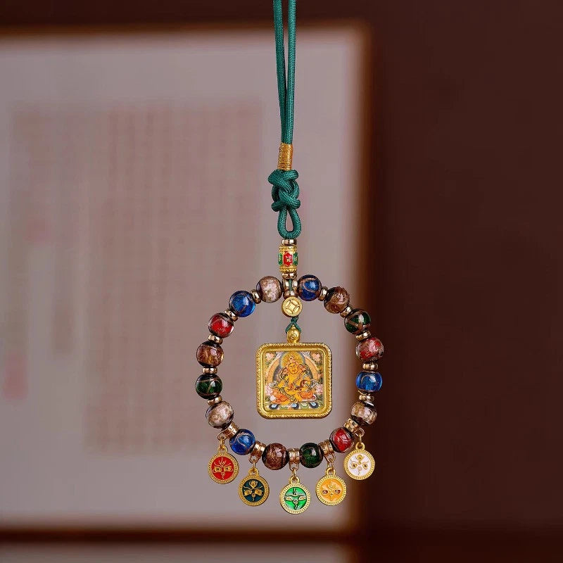 1Pc Tibetan style Colored Glaze Thangka Car Hanging Accessories Pendant 07FC0E-D4 - KOEEK
