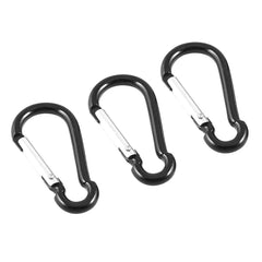 5 Pcs Black Silver Tone Aluminum Alloy Spring Gate Clip Carabiner Hook 07FC0E-D4 - KOEEK