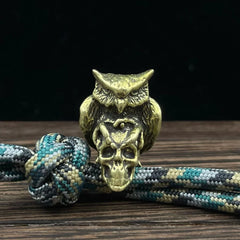 2pcs Brass Owl Skull Beads Lanyard EDC Bead Knife Paracord Bead Pendant DIY Bead 07FC0E-D4 - KOEEK