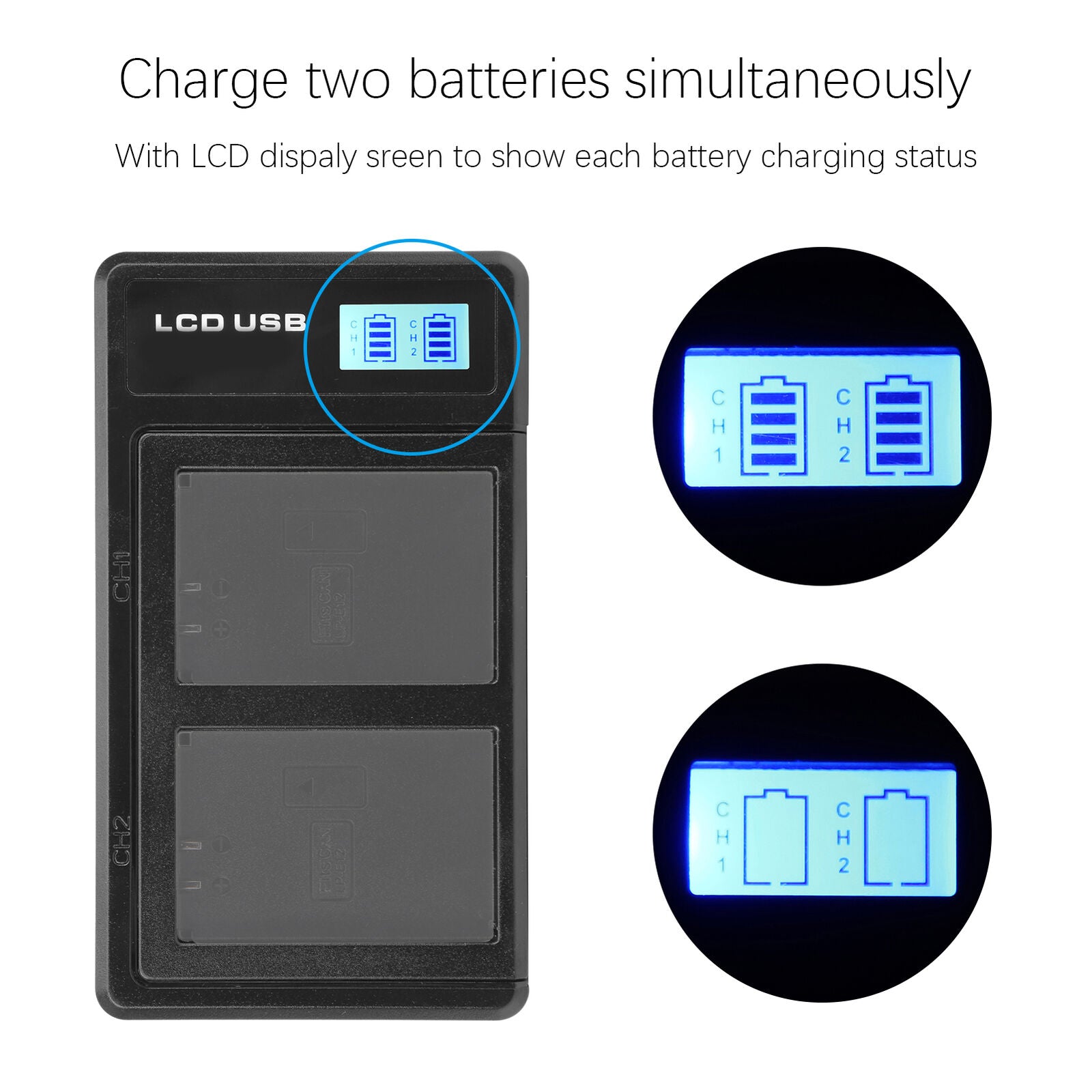 new Camera Dual Charger With LCD Display For LPE12 Battery USB Portable Charger koeek - KOEEK