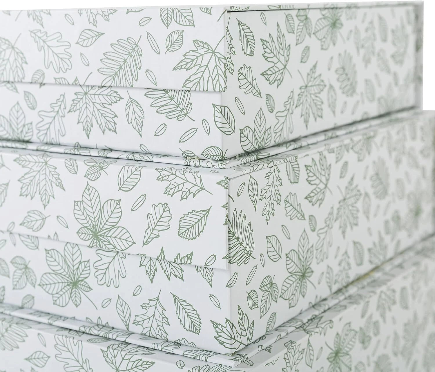 Decorative Cardboard Storage Boxes, Set of 3 Light Green Floral Pattern Keepsake 07FC0E-D4 - KOEEK