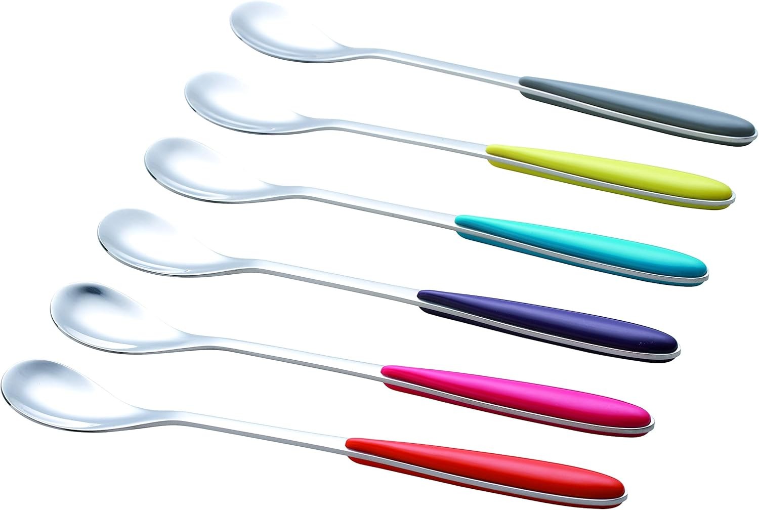 used Exzact Ice-cream Sundae Spoons 6pcs Stainless Steel Assorted Colours -