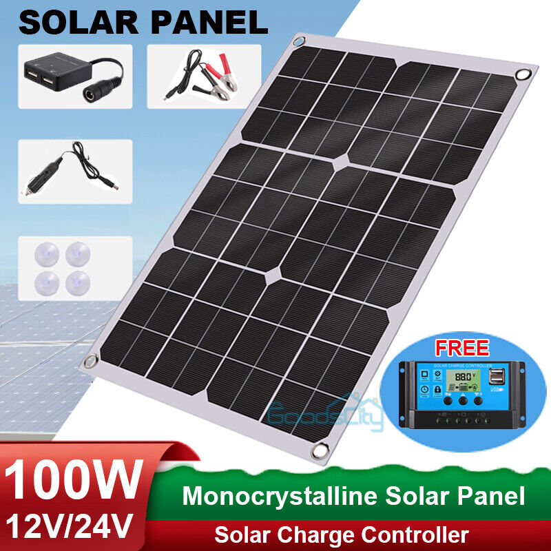 ny 100W Watt Mono Solcellepanel 12V Lading Off-Grid Batteristrøm RV Home Boat Camp