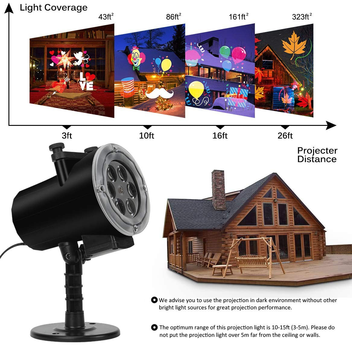 Holiday Projector Light, Halloween Christmas Projector Lights 16 HD Slides 07FC0E-D4 - KOEEK