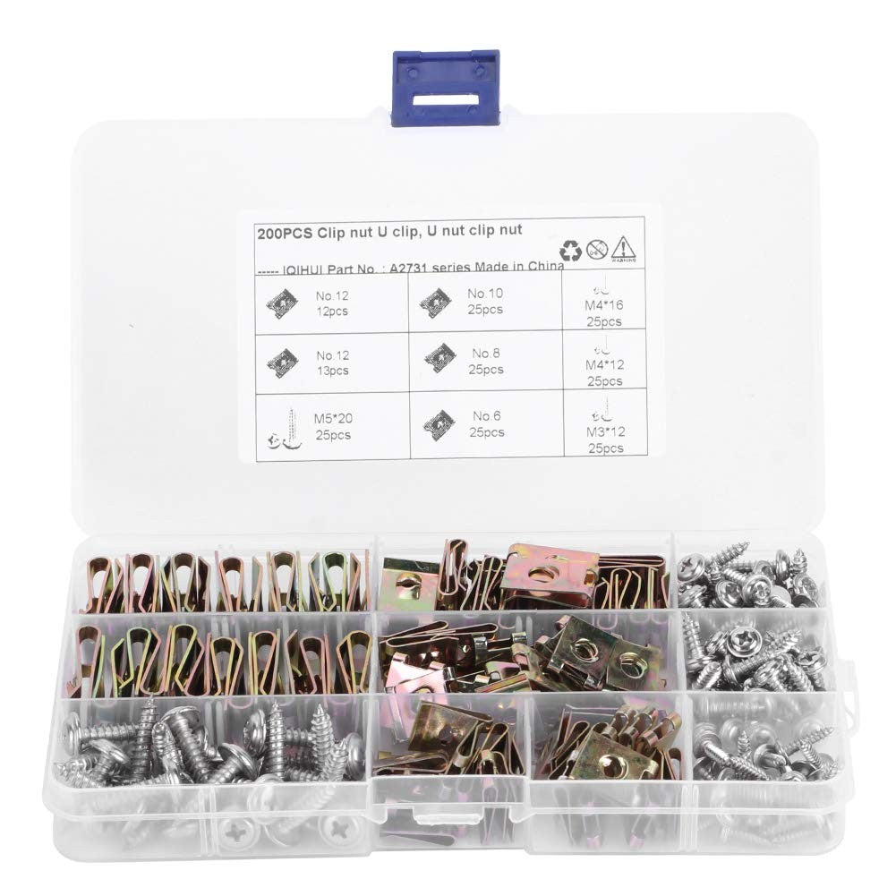 new 200PCS Car U‑Clips with Screw Assortment Kit, Automotive Screws Chrome/Brass 07FC0E-D4 - KOEEK