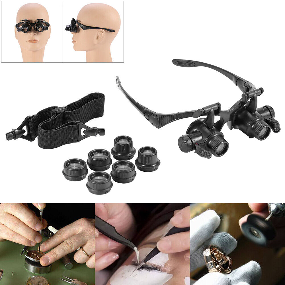 new Head Wearing Magnifying Lens Double Eye Jewelry Watch Repair Loupe Glasses HGF koeek - KOEEK