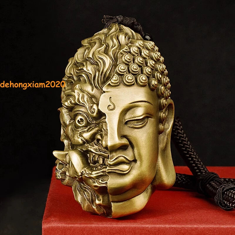 Copper Buddha 'Demon or Saint moment apart‌‌ 'Buddha Head Rope Gift Pendant 07FC0E-D4 - KOEEK