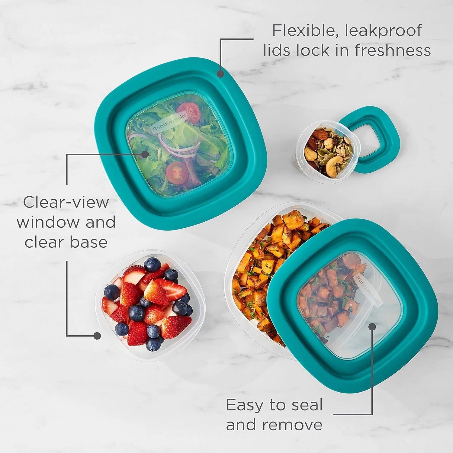 Food Storage Set with Push-On Leak-Proof Lids, Meal Prep Containers, 12-Pack 07FC0E-D4 - KOEEK