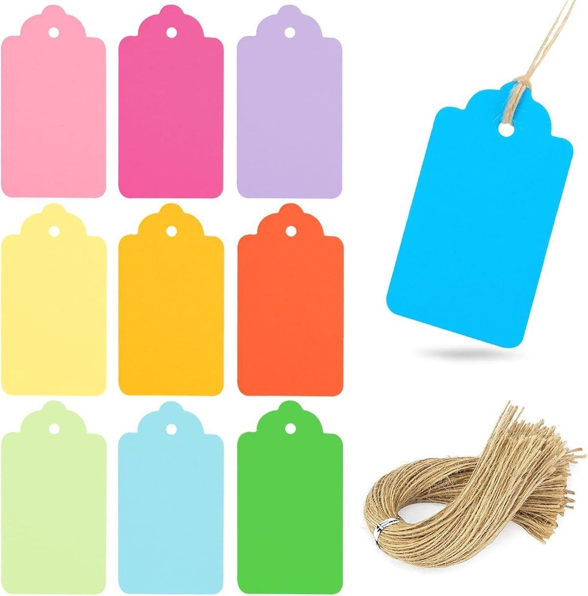 new Koogel 100PCS Gift Tags with Strings(3.3 * 1.8inch), 3.3 x 1.8 inch, Multi KOOGEL - KOEEK