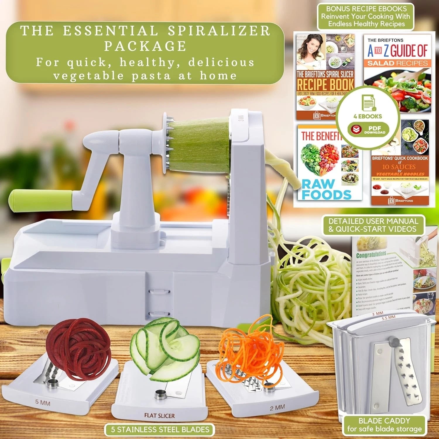 5-blade vegetable spiral slicer: the most powerful and heavy-duty spiral slicer 07FC0E-D4 - KOEEK