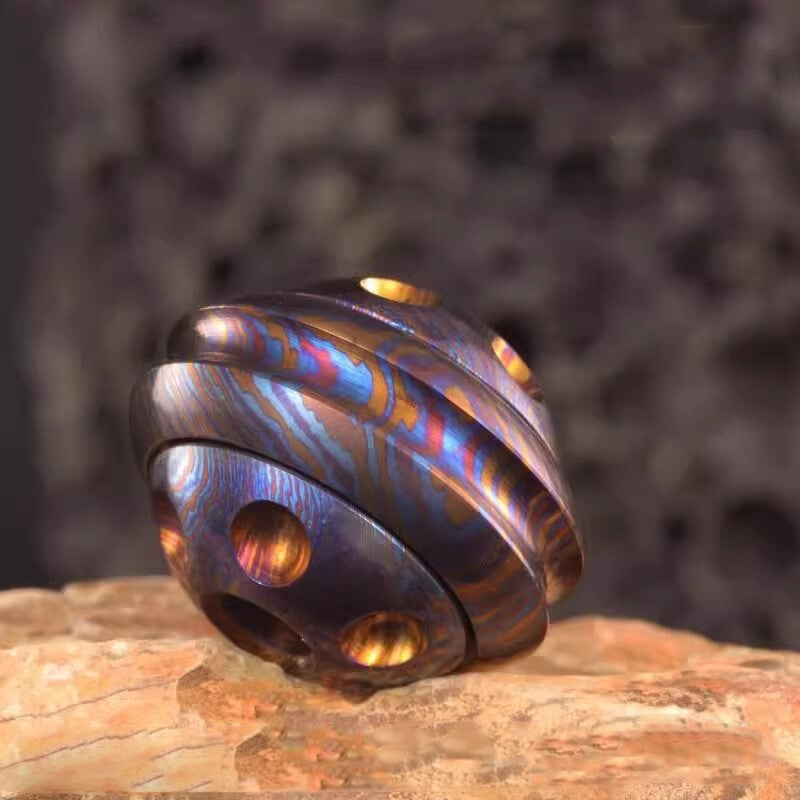 Titanium Damascus Knife Lanyard Bead Necklace Paracord Pendant Fidget Spinner- 07FC0E-D4 - KOEEK