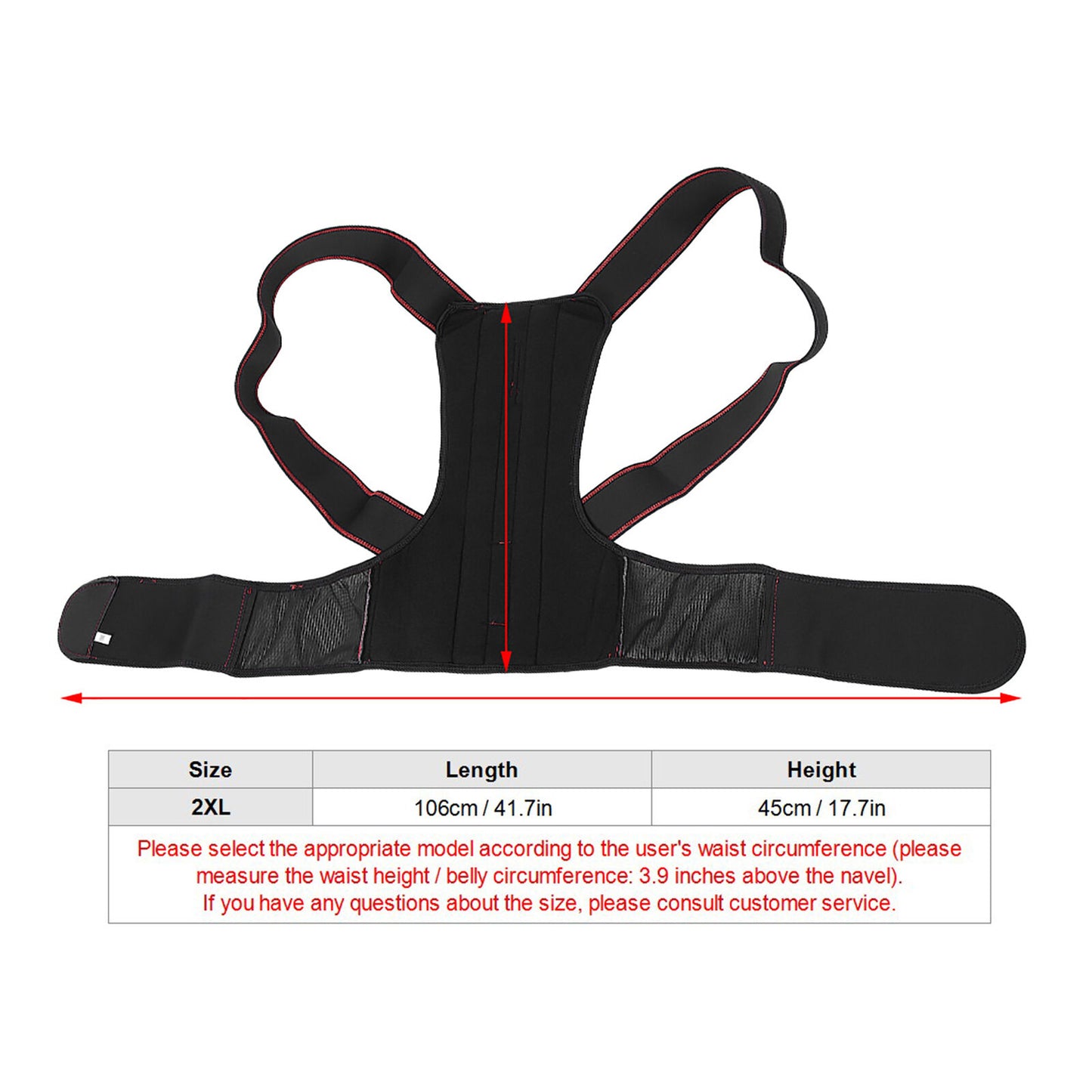 new Posture Corrector Brace Hunchback Correction Belt Back Spine (2XL Rouge) HGF koeek - KOEEK